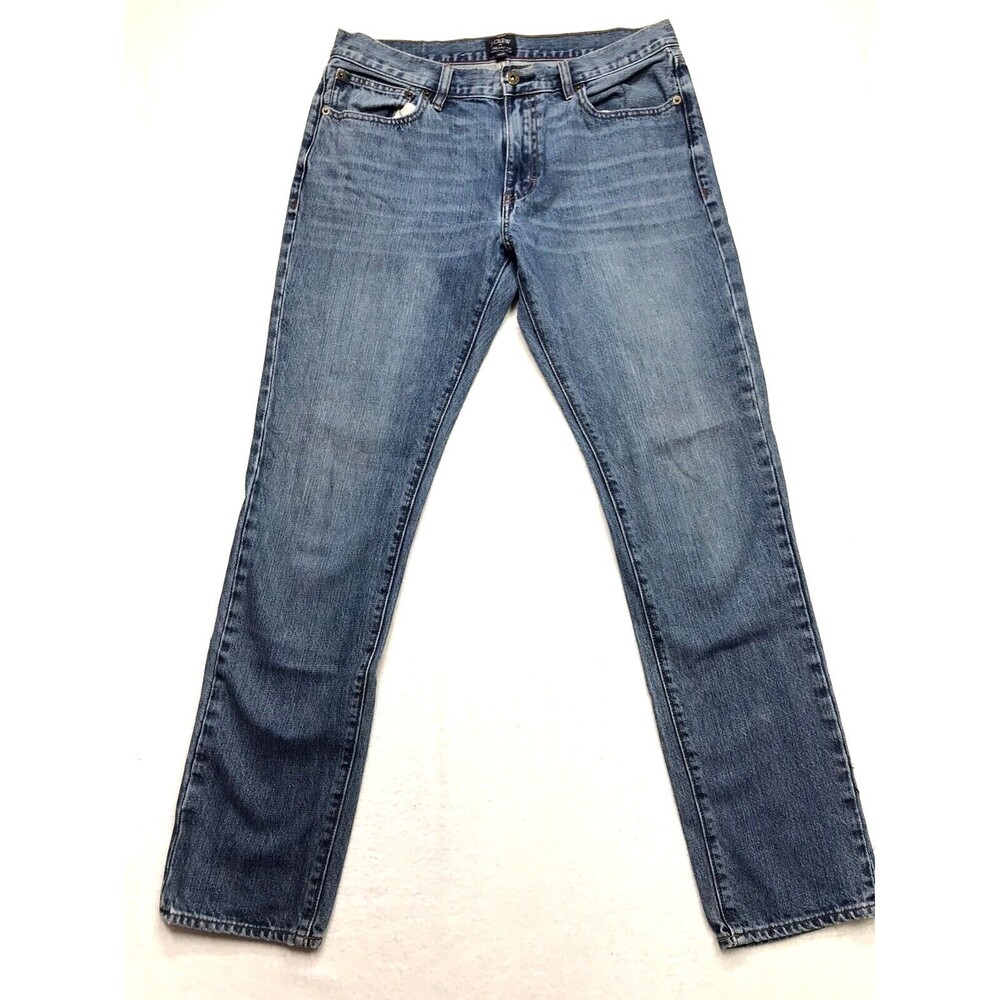 J CREW Driggs Jean Men 32x32 Slim Fit Light Wash Blue Denim Hipster Academia